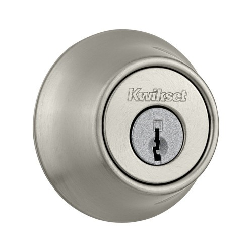 Kwikset 660 Single Cylinder Deadbolt Round Smartkey With Round Face Adjustable Latch And Round Corner Strike, Satin Nickel