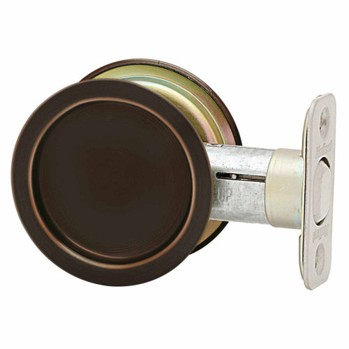 Kwikset Round Pocket Door Passage Lock, Matte Black