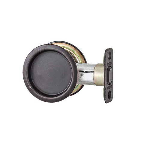 Kwikset Round Pocket Door Passage Lock, Venetian Bronze