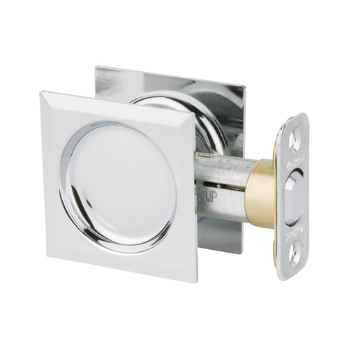 Kwikset Square Pocket Door Passage Lock, Bright Polished Chrome