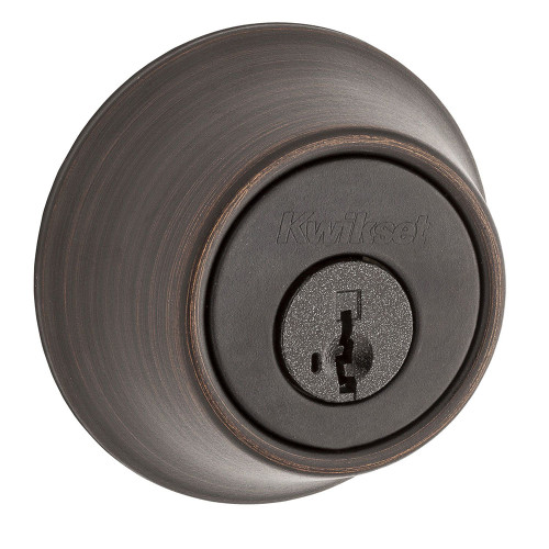 Kwikset 660 Single Cylinder Deadbolt Round, Smartkey, Round Corner Adjustable Latch, With Round Corner 1" X 2-1/4" Strike And Round Corner Full Lip Strike, Venetian Bronze
