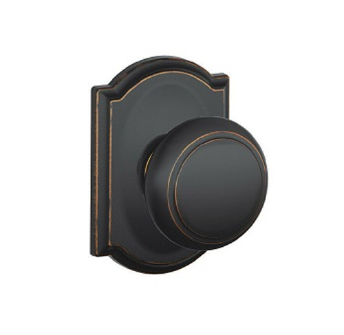 Schlage Residential F10 Andover Passage Knob Lock With Camelot Trim Function, Decorative, Aged Bronze