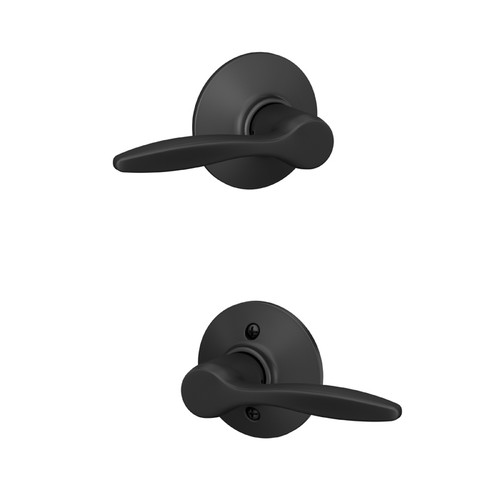 Schlage Residential F10 Delfayo Passage Lever Lock Function, Dual Option Springlatch, Adjustable Backset, Round Corner Full Lip Strike, Matte Black