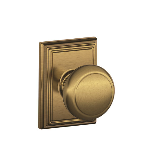Schlage Residential F10 Andover Passage Knob Lock With Addison Trim Function, Antique, Decorative, Satin Brass Blackened