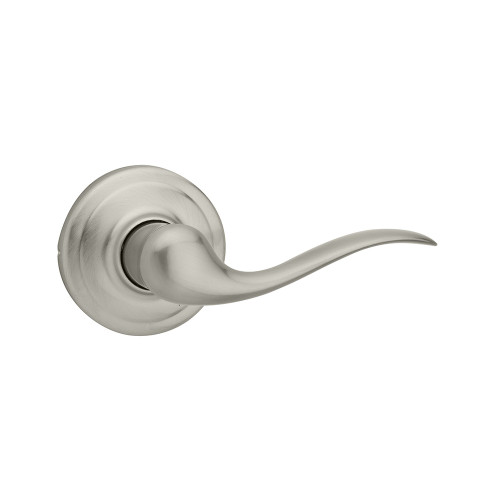Kwikset Tustin Passage Lever With 6-Way Adjustable Latch And Round Corner Strike, Satin Nickel