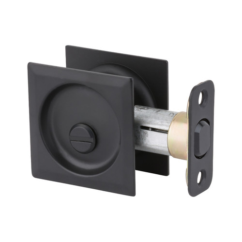Kwikset Square Pocket Door Privacy Lock, Matte Black