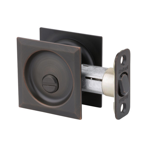 Kwikset Square Pocket Door Privacy Lock, Venetian Bronze
