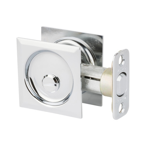 Kwikset Square Pocket Door Privacy Lock, Bright Polished Chrome