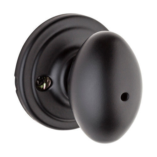 Kwikset Laurel Privacy Knob With 6-Way Adjustable Latch And Round Corner Strike, Matte Black