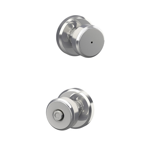 Schlage Residential F40 Bowery Privacy Knob Lock With Greyson Trim Function, Decorative, Bright Polished Chrome