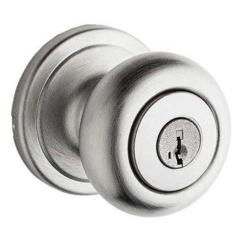 Kwikset Hancock Keyed Entry Knob Smartkey With 6-Way Adjustable Latch And Round Corner Strike, Satin Chrome