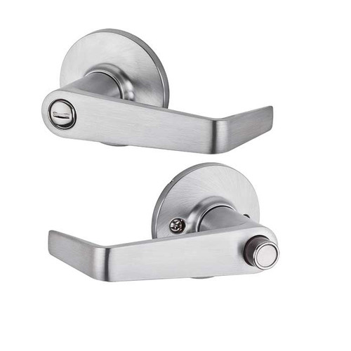 Kwikset Carson Ul Privacy Lever With Round Corner Adjustable Latch And Round Corner Strike, Satin Chrome