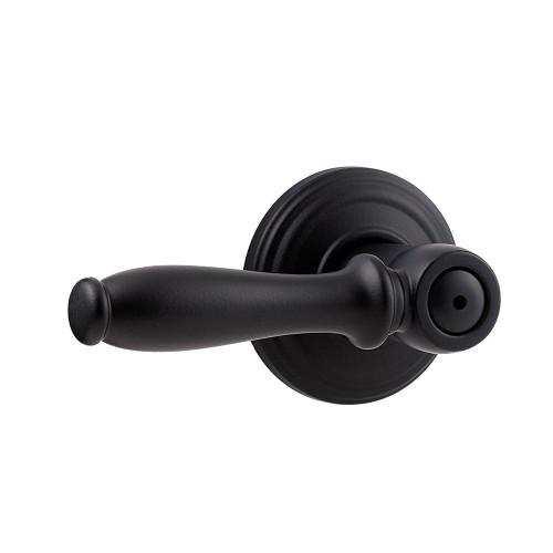 Kwikset Ashfield Privacy Lever With 6-Way Adjustable Latch And Round Corner Strike, Matte Black