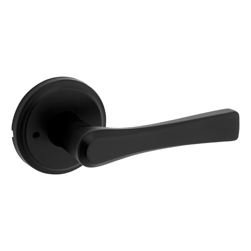 Kwikset Katella Privacy Lever With 6-Way Adjustable Latch And Round Corner Strike, Matte Black