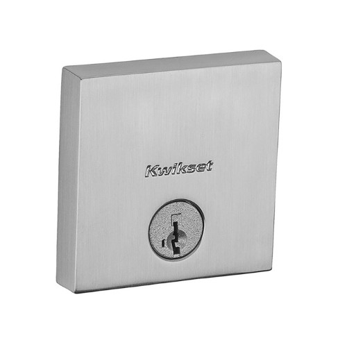 Kwikset Downtown Single Cylinder Deadbolt, -Square Rose, Smartkey, 6-Way Adjustable Latch, Round And Square Corner Strikes, Satin Nickel