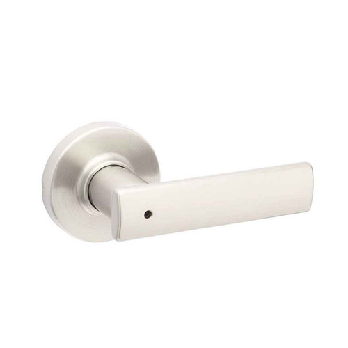 Kwikset Breton Privacy Lever With Round Rose, 6-Way Adjustable Latch And Round Corner Strike, Satin Nickel