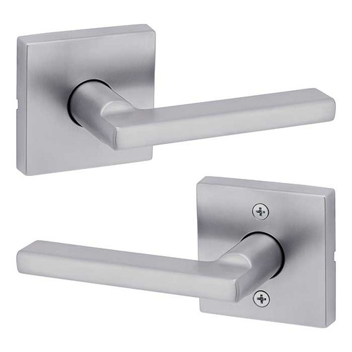 Kwikset Halifax Passage Lever, Square Rose With 6-Way Adjustable Latch And Round Corner Strike, Satin Chrome