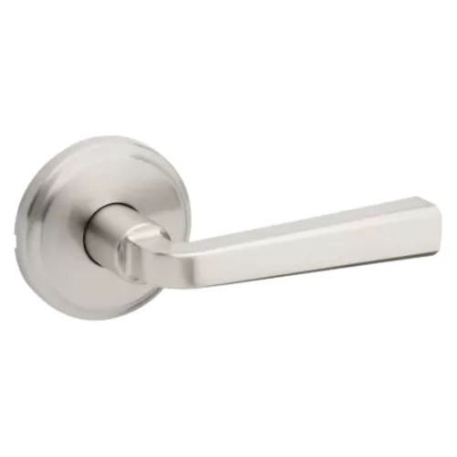 Kwikset Trafford Passage Lever With 6-Way Adjustable Latch And Round Corner Strike, Satin Nickel