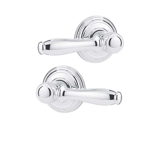 Kwikset Ashfield Passage Lever With 6-Way Adjustable Latch And Round Corner Strike, Bright Polished Chrome