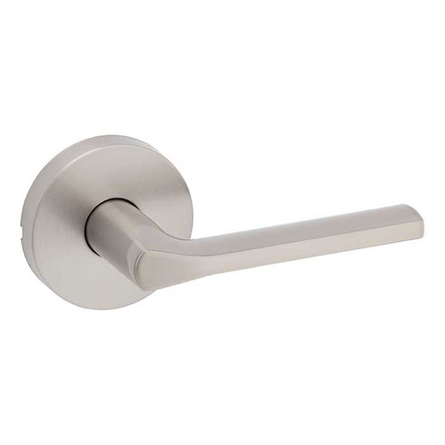 Kwikset Lisbon Passage Lever, Round Rose With 6-Way Adjustable Latch And Round Corner Strike, Satin Nickel