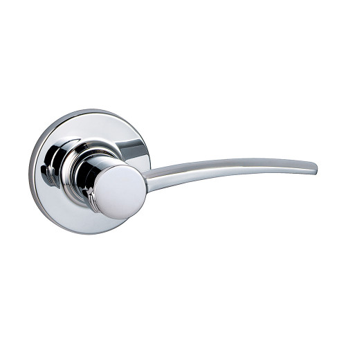 Kwikset Katara Passage Lever With 6-Way Adjustable Latch And Round Corner Strike, Bright Polished Chrome