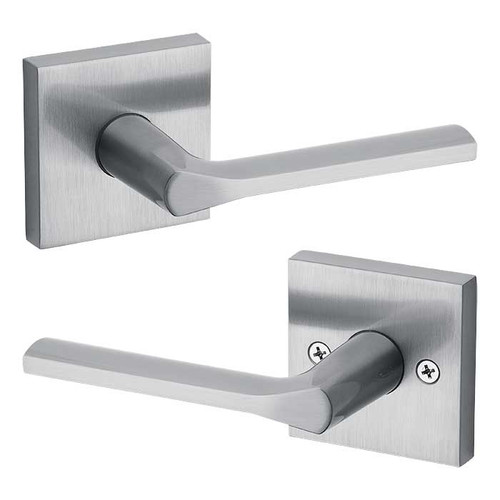 Kwikset Lisbon Passage Lever With Square Rose, 6-Way Adjustable Latch And Round Corner Strike, Satin Chrome