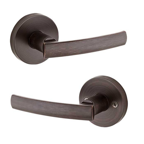 Kwikset Sydney Passage Lever With Round Rose, 6-Way Adjustable Latch And Round Corner Strike, Venetian Bronze