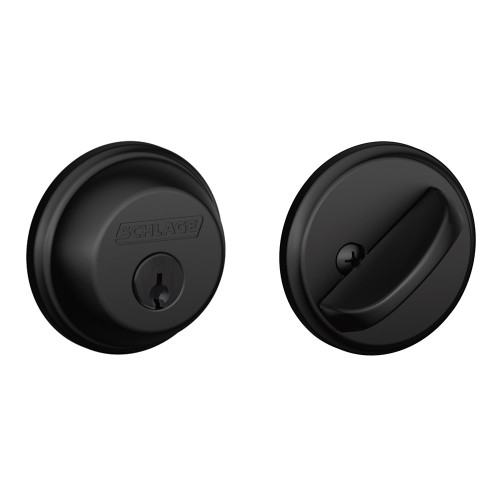Schlage Residential B60 Deadbolt Single Cylinder, Dual Option Latch, Adjustable Backset, 1-1/8" X 2-3/4" Round Corner Strike, Matte Black