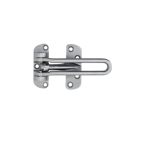 Ives Solid Bar Door Guard, Arm Length: 3-13/16", Strike Plate: 2-1/2" H X 7/8" W, Holder: 2-1/2" H X 15/16" W, Cast Zinc, 682/Ze, Satin Chrome