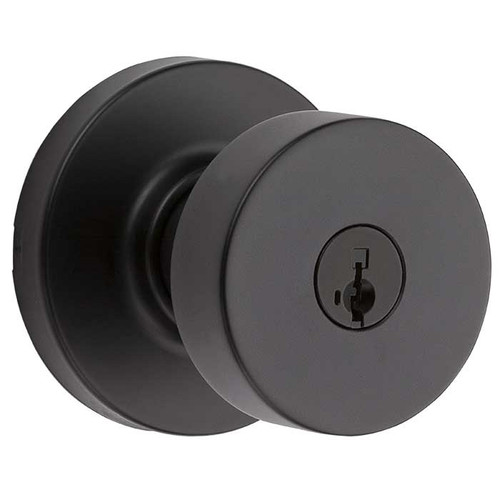 Kwikset Pismo Keyed Entry Knob Smartkey With Round Rose, 6-Way Adjustable Latch And Round Corner Strike, Matte Black