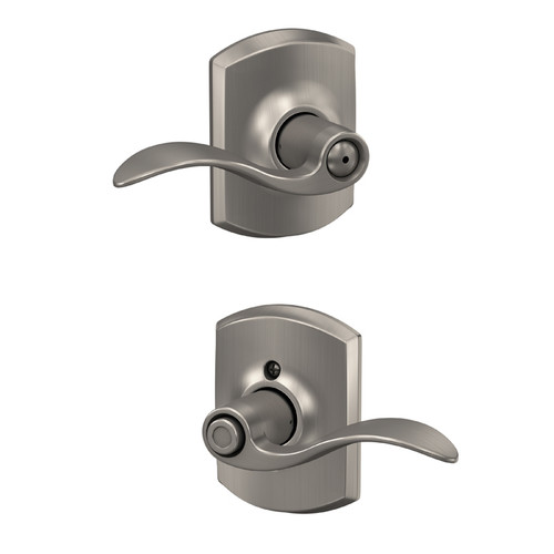 Schlage Residential F40 Accent Privacy Lever Lock With Greenwich Trim Function, Decorative, Satin Nickel