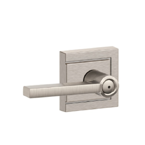 Schlage Residential F40 Latitude Privacy Lever Lock With Upland Trim Function, Decorative, Satin Nickel