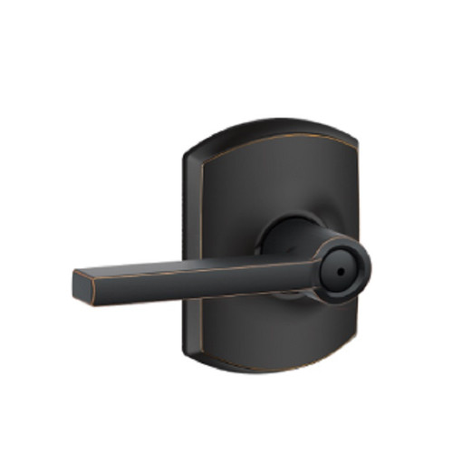 Schlage Residential F40 Latitude Privacy Lever Lock With Greenwich Trim Function, Decorative, Aged Bronze