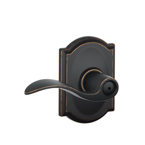 Schlage Residential F40 Accent Privacy Lever Lock With Camelot Trim Function, Decorative, Aged Bronze