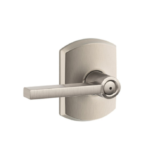 Schlage Residential F40 Latitude Privacy Lever Lock With Greenwich Trim Function, Decorative, Satin Nickel