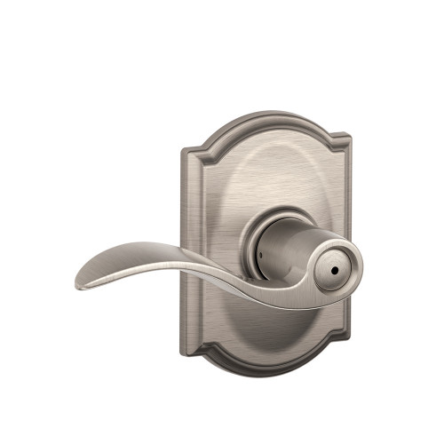 Schlage Residential F40 Accent Privacy Lever Lock With Camelot Trim Function, Decorative, Satin Nickel