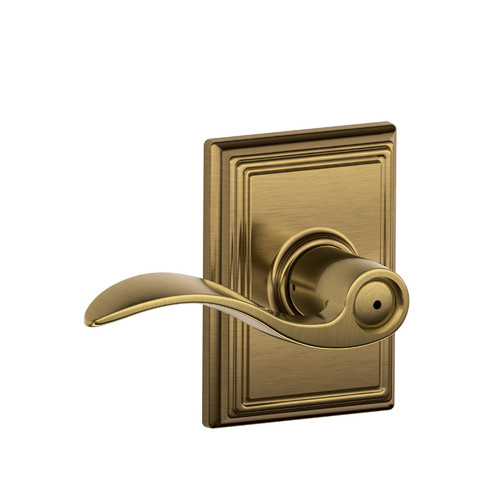 Schlage Residential F40 Accent Privacy Lever Lock With Addison Trim Function, Antique, Decorative, Satin Brass Blackened