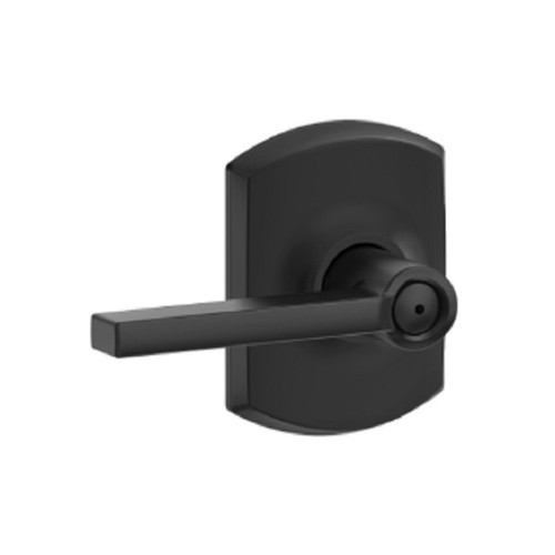Schlage Residential F40 Latitude Privacy Lever Lock With Greenwich Trim Function, Decorative, Matte Black