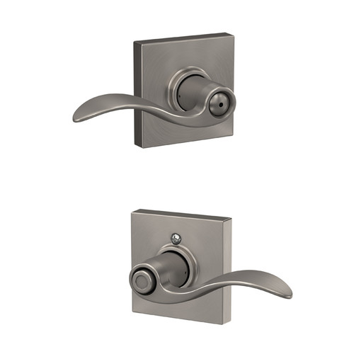 Schlage Residential F40 Accent Privacy Lever Lock With Collins Trim Function, Decorative, Satin Nickel
