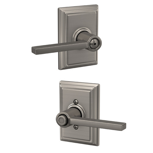 Schlage Residential F40 Latitude Privacy Lever Lock With Addison Trim Function, Decorative, Satin Nickel