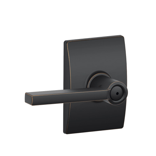 Schlage Residential F40 Latitude Privacy Lever Lock With Century Trim Function, Decorative, Aged Bronze