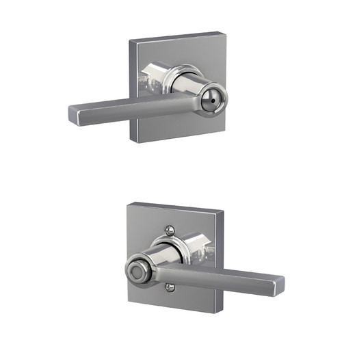 Schlage Residential F40 Latitude Privacy Lever Lock With Collins Trim Function, Decorative ., Bright Polished Chrome