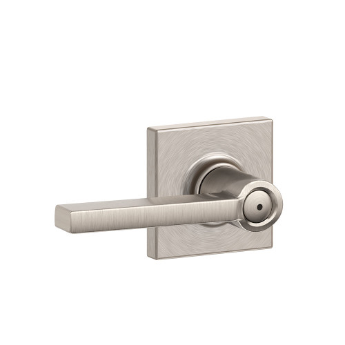Schlage Residential F40 Latitude Privacy Lever Lock With Collins Trim Function, Decorative, Satin Nickel