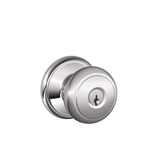 Schlage Residential F51A Andover Keyed Entry Knob Lock Function, Bright Polished Chrome