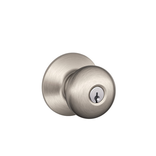 Schlage Residential F80 Plymouth Keyed Storeroom Knob Lock Function, Satin Nickel