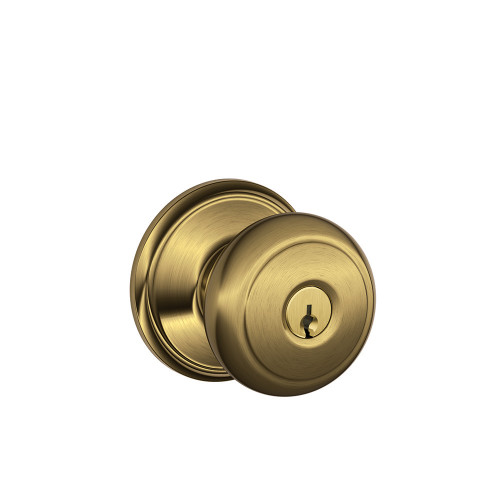 Schlage Residential F51A Andover Keyed Entry Knob Lock Function, Antique, Satin Brass Blackened