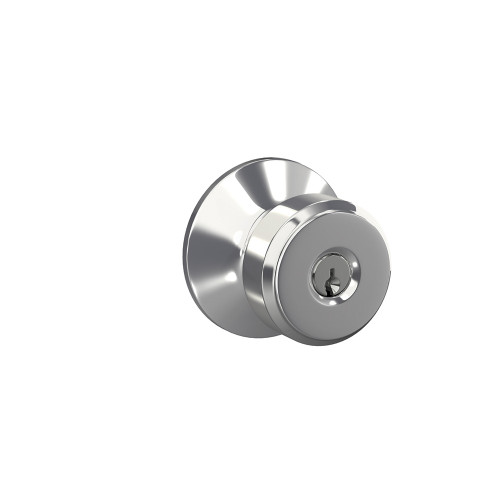 Schlage Residential F51A Bowery Keyed Entry Knob Lock Function, Bright Polished Chrome