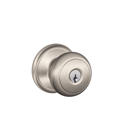Schlage Residential F51A Andover Keyed Entry Knob Lock Function, Satin Nickel
