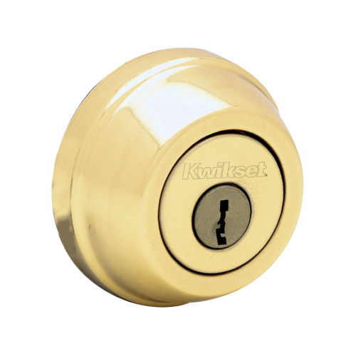 Kwikset 785 Double Cylinder Deadbolt X Thumbturn, 6-Way Adjustable Latch, Round And Square Corner Strikes, Keyed Alike, Bright Polished Brass