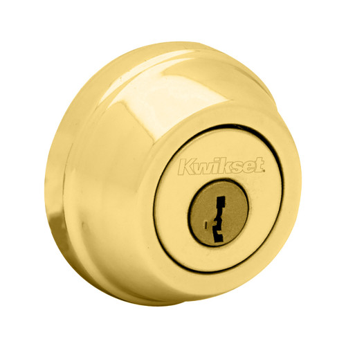 Kwikset 785 Double Cylinder Deadbolt, Smartkey, 6-Way Adjustable Latch, Round And Square Corner Strikes, Keyed Alike, Bright Polished Brass